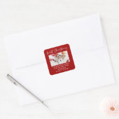 Baby Eerste kerstfoto Adres Rood Vierkante Sticker (Envelop)