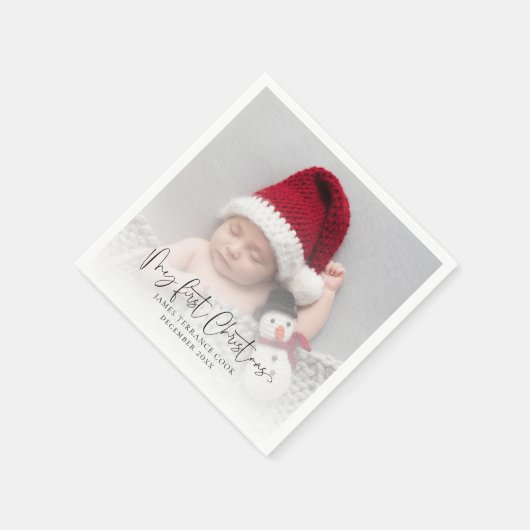 Baby eerste kerstfoto Bekleding & citaat Servet (Hoek)