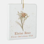 Baby Eerste Kerstfoto Edelweiss Keramisch Ornament (Rechts)