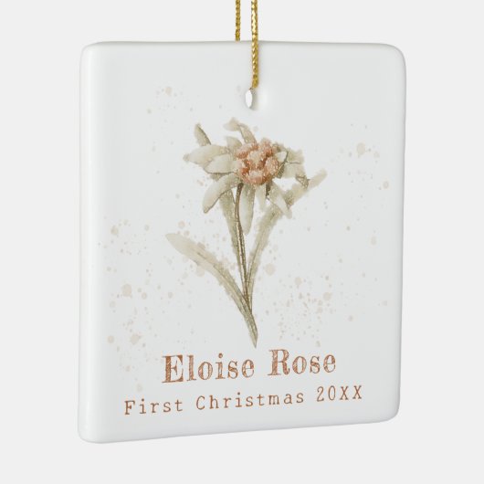 Baby Eerste Kerstfoto Edelweiss Keramisch Ornament (Rechts)