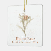 Baby Eerste Kerstfoto Edelweiss Keramisch Ornament (Links)