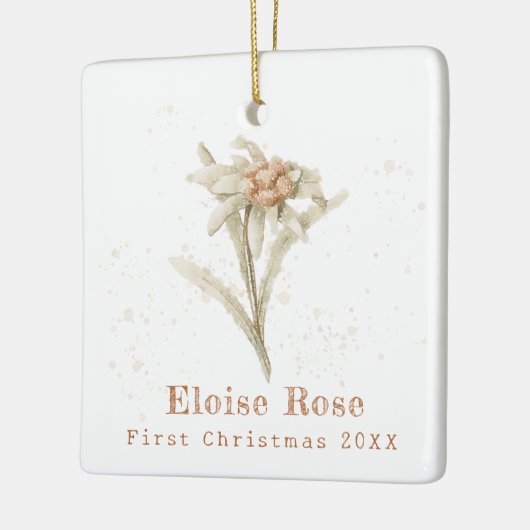 Baby Eerste Kerstfoto Edelweiss Keramisch Ornament (Links)