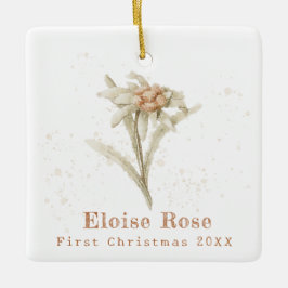Baby Eerste Kerstfoto Edelweiss Keramisch Ornament