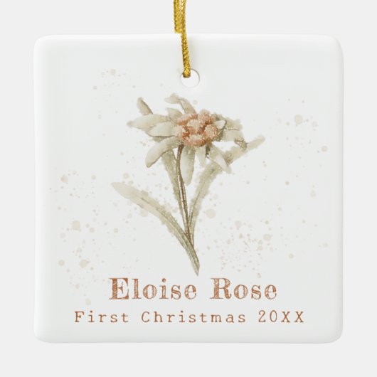 Baby Eerste Kerstfoto Edelweiss Keramisch Ornament (Voorkant)