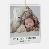 Baby Eerste kerstfoto Elegant Modern Minimal Keramisch Ornament (Rechts)
