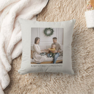 Baby eerste kerstfoto familie Faux linnen Kussen