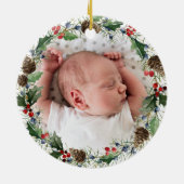 Baby eerste kerstfoto feestdag wee keramisch ornament (Achterkant)
