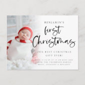 Baby eerste kerstfoto geboorteaankondiging feestdagenkaart (Voorkant)