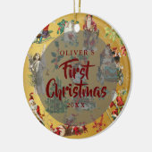 Baby Eerste kerstfoto  Gold Keramisch Ornament (Links)