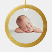 Baby Eerste kerstfoto  Gold Keramisch Ornament (Achterkant)
