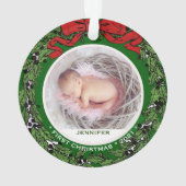 Baby eerste kerstfoto holly wiet ornament (achterkant)