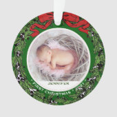 Baby eerste kerstfoto holly wiet ornament (voorkant)