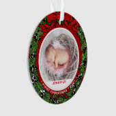 Baby eerste kerstfoto holly wiet ornament (voorkant)