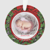 Baby eerste kerstfoto holly wiet ornament (voorkant)
