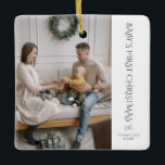 Baby Eerste Kerstfoto Keepsake Keramisch Ornament<br><div class="desc">Markeer deze speciale mijlpaal met een aandenken ornament om uw vakantie kaarten passen. Personaliseer met uw familiefoto en namen - een tijdloze herinnering om jaar na jaar aan de boom te hangen.</div>