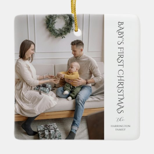 Baby Eerste Kerstfoto Keepsake Keramisch Ornament (Voorkant)