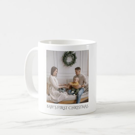 Baby Eerste Kerstfoto Keepsake Koffiemok (Voorkant links)