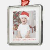 Baby Eerste Kerstfoto Keepsake Metalen Ornament (Links)