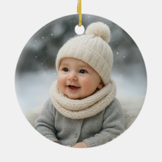 Baby eerste kerstfoto keramisch ornament (Achterkant)
