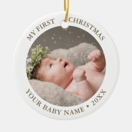 Baby eerste kerstfoto keramisch ornament