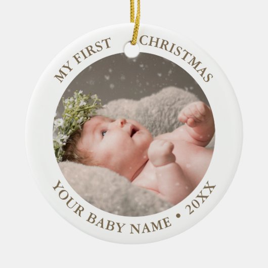 Baby eerste kerstfoto keramisch ornament (Voorkant)