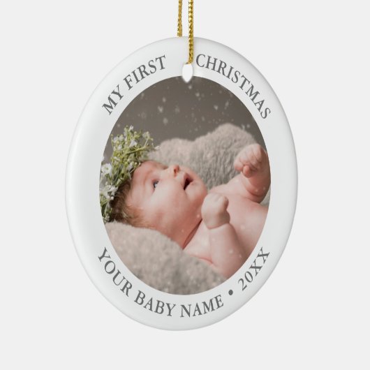 Baby eerste kerstfoto keramisch ornament (Rechts)