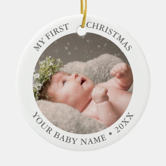 Baby eerste kerstfoto keramisch ornament (Voorkant)