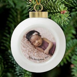 Baby eerste kerstfoto keramische bal ornament