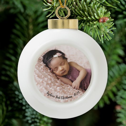Baby eerste kerstfoto keramische bal ornament