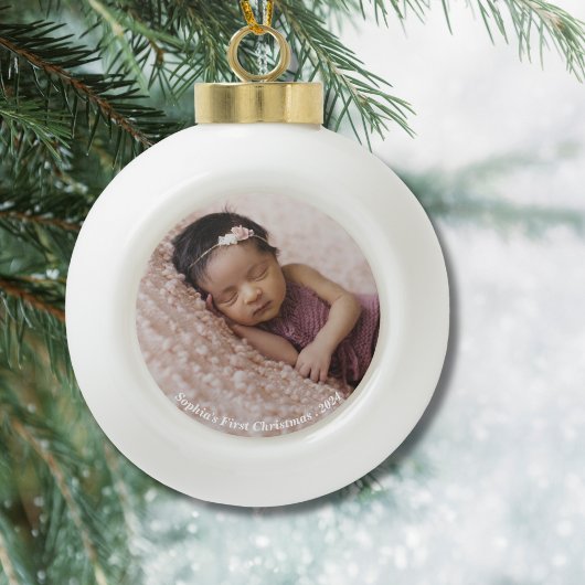 Baby eerste kerstfoto keramische bal ornament