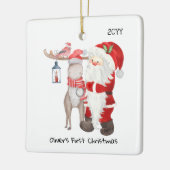 Baby eerste kerstfoto Kerstman en rendier Keramisch Ornament (Links)