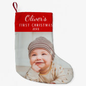 Baby eerste kerstfoto kleine kerstsok (Voorkant)