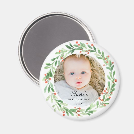 Baby eerste kerstfoto Magnet (Voorkant / Achterkant)