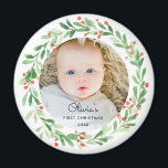 Baby eerste kerstfoto Magnet<br><div class="desc">Baby eerste kerstfoto Magnet</div>