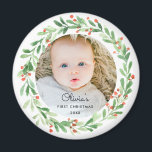 Baby eerste kerstfoto Magnet<br><div class="desc">Baby eerste kerstfoto Magnet</div>
