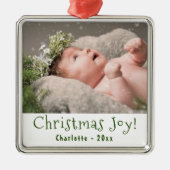 Baby eerste kerstfoto metalen ornament (Voorkant)