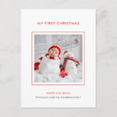 Baby eerste kerstfoto-minimalistische feestdag briefkaart (Voorkant)