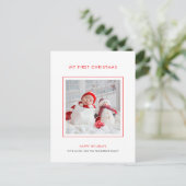 Baby eerste kerstfoto-minimalistische feestdag briefkaart (Staand voorkant)