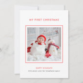 Baby eerste kerstfoto-minimalistische feestkaart feestdagenkaart (Voorkant)