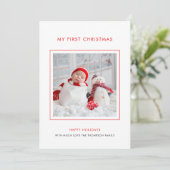 Baby eerste kerstfoto-minimalistische feestkaart feestdagenkaart (Staand voorkant)