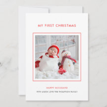 Baby eerste kerstfoto-minimalistische feestkaart
