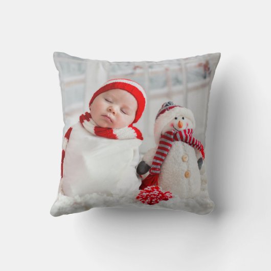 Baby Eerste kerstfoto Naam Cute Elephant Kussen (Achterkant)