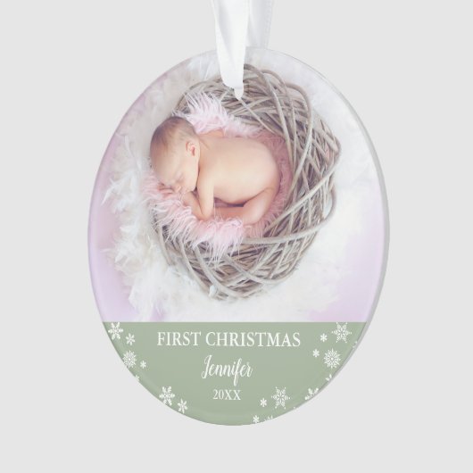 Baby eerste kerstfoto ornament (voorkant)