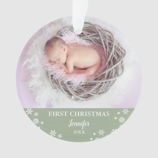 Baby eerste kerstfoto ornament (voorkant)