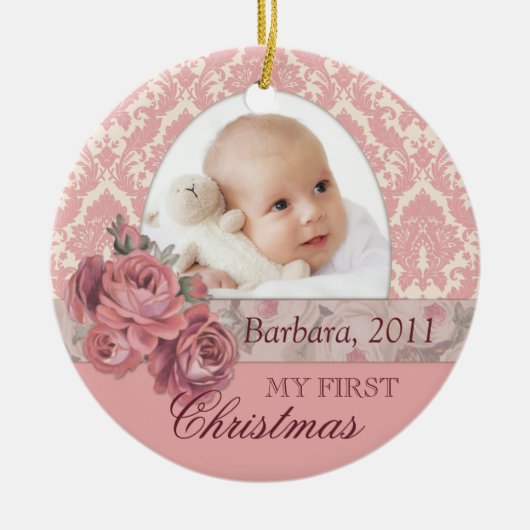 Baby Eerste kerstfoto Ornament op maat (Voorkant)