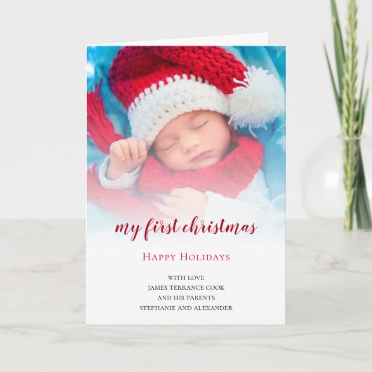 Baby eerste kerstfoto overlay feestdagen kaart (Voorkant)