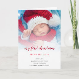 Baby eerste kerstfoto overlay feestdagen kaart