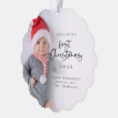 Baby Eerste Kerstfoto Overlay Kalender 2026 Ornament Kaart (Links)