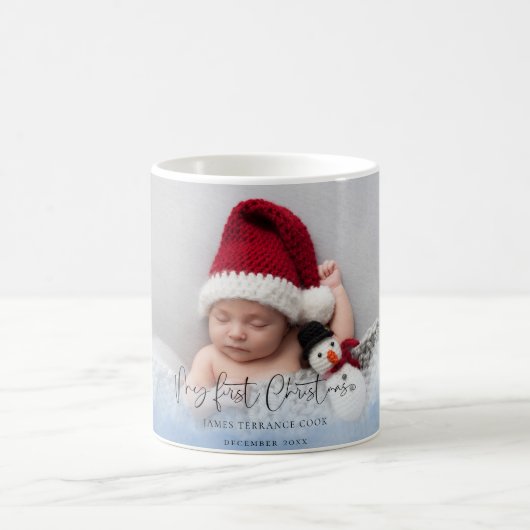 Baby eerste kerstfoto overlay koffiemok (Center)