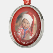 Baby eerste kerstfoto Red Snowflake Metalen Ornament (Links)